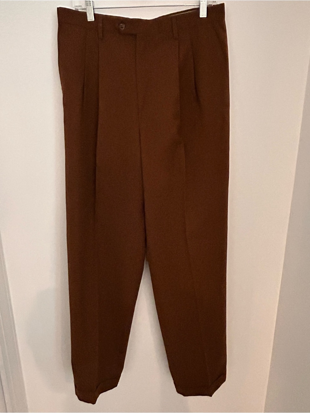 Vintage Brown Men's Pleated Dress Pants